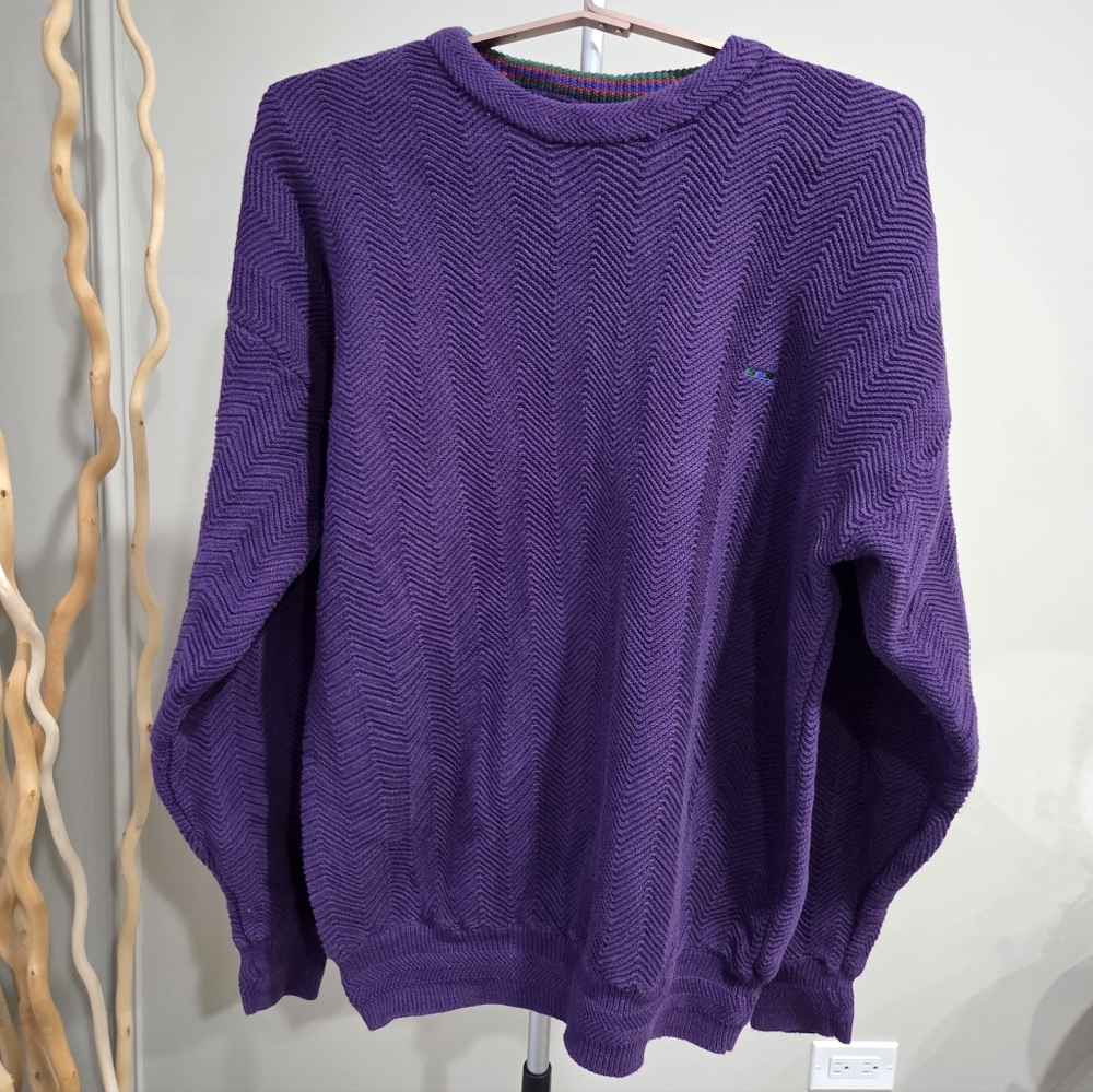 Vintage Alexander Julian Purple Men's Sweater Sz.L